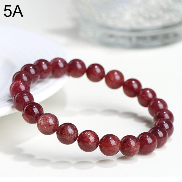 7 - 11mm round shape genuine natural strawberry quartz beaded bracelet - Image 6
