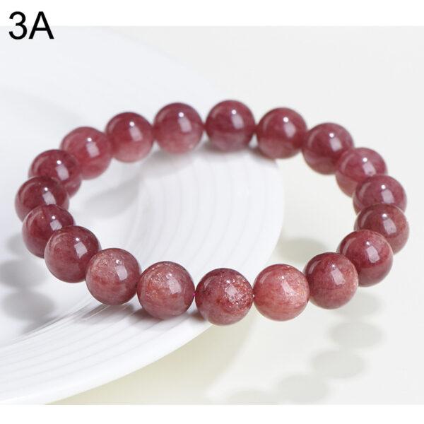 7 - 11mm round shape genuine natural strawberry quartz beaded bracelet - Image 9