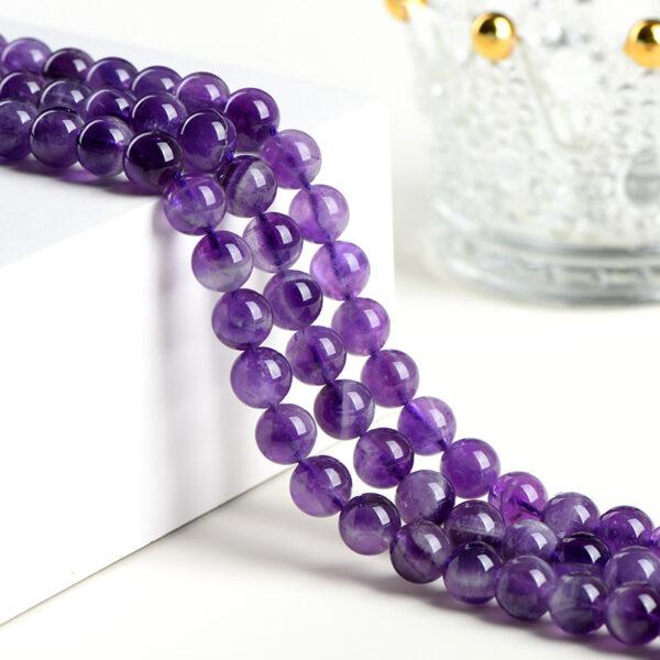 4mm - 12mm whole strand round shape genuine natural amethyst bead - Image 3