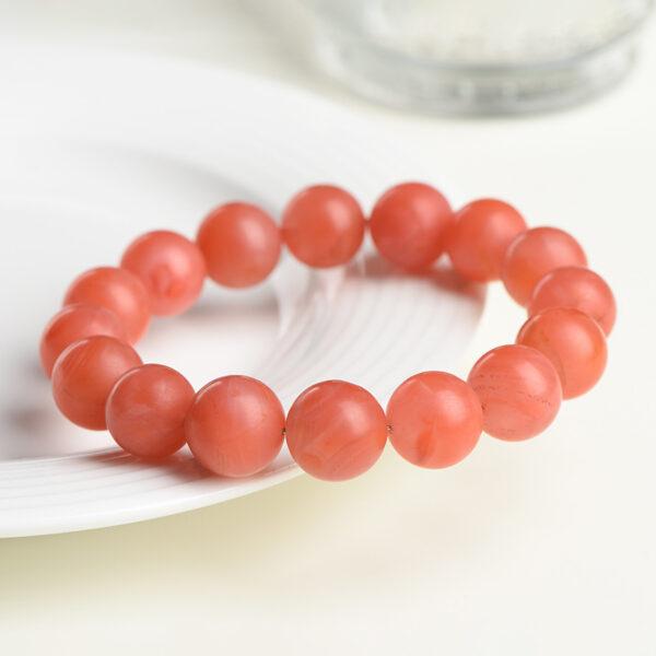 7 - 10mm round shape matte surface genuine natural orange red agate beaded bracelet - Image 3