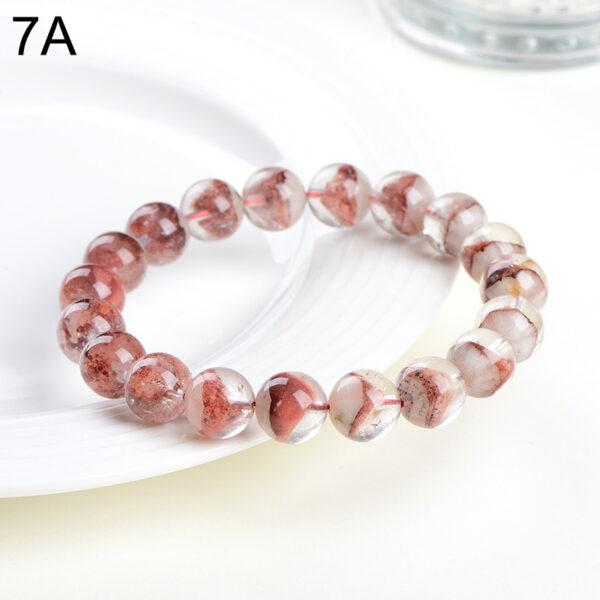 7 - 9mm round shape genuine natural red phantom quartz beaded bracelet - Image 3