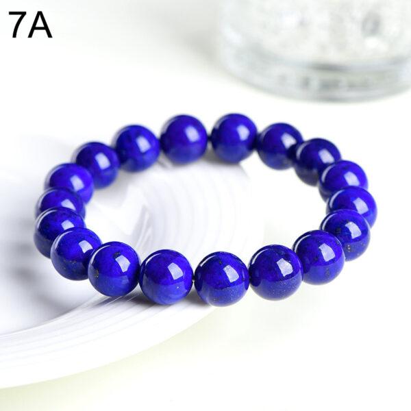 6 - 13mm round shape 7A genuine natural lapis lazuli beaded bracelet - Image 3