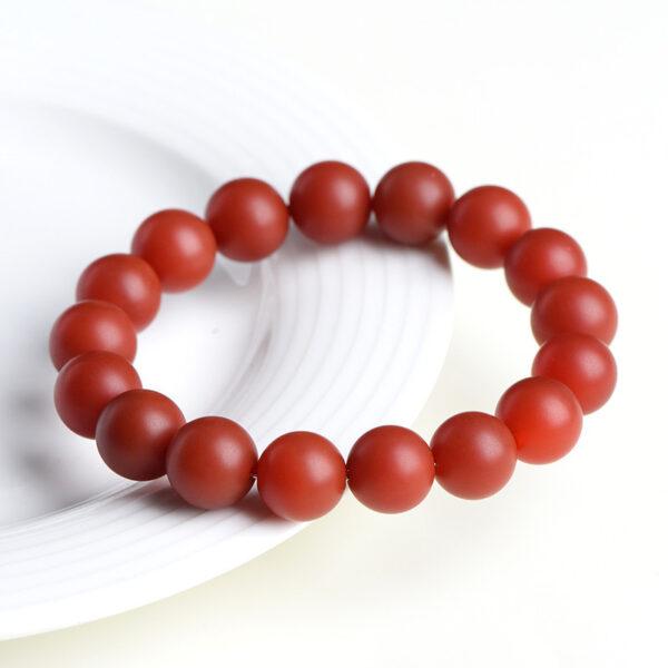 6 - 10mm round shape matte surface genuine natural red agate beaded bracelet - Image 3