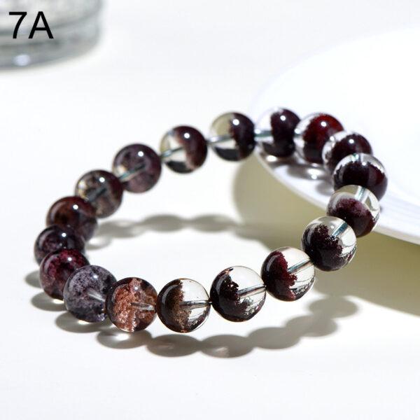 6 - 9mm round shape genuine natural red phantom quartz beaded bracelet - Image 3