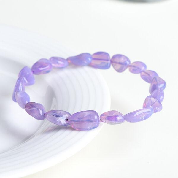 6 - 11mm irregular genuine natural hazy amethyst beaded bracelet - Image 3
