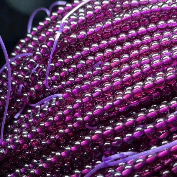 2.8mm small size whole strand round shape genuine natural purple garnet bead - Image 3