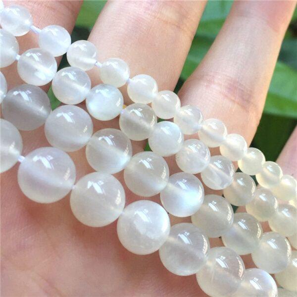 6 - 9 mm whole strand round shape genuine natural white moonstone bead - Image 3