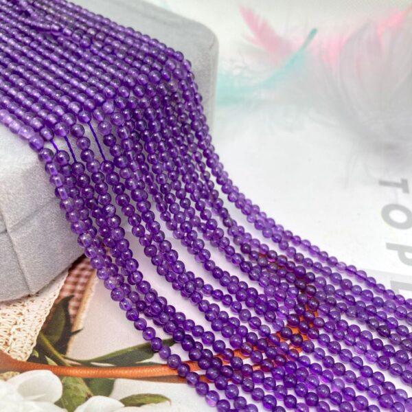 small size 6A genuine natural amethyst bead, 2mm - 4mm whole strand round bead - Image 3
