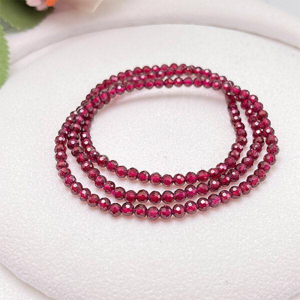 small size wine red genuine natural garnet bead, 3.5 - 4 mm whole strand facet round bead - Image 3