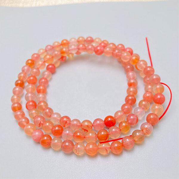 mixed red genuine natural agate bead, 6 - 6.5 mm whole strand round bead - Image 3
