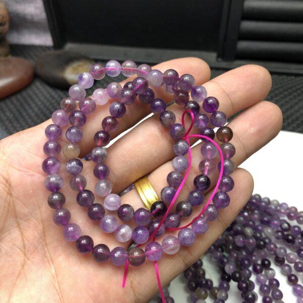mixed purple genuine natural amethyst bead, 6 mm whole strand round bead - Image 3