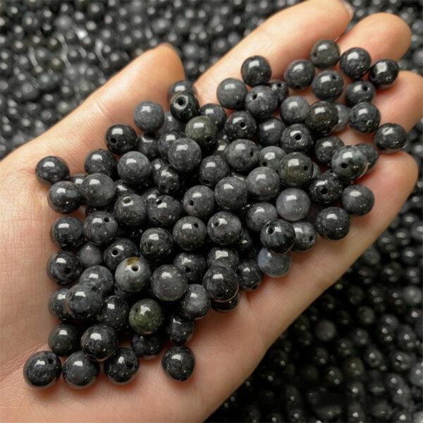 genuine natural motley black jadeite bead, 8mm round shape jadeite bead - Image 3