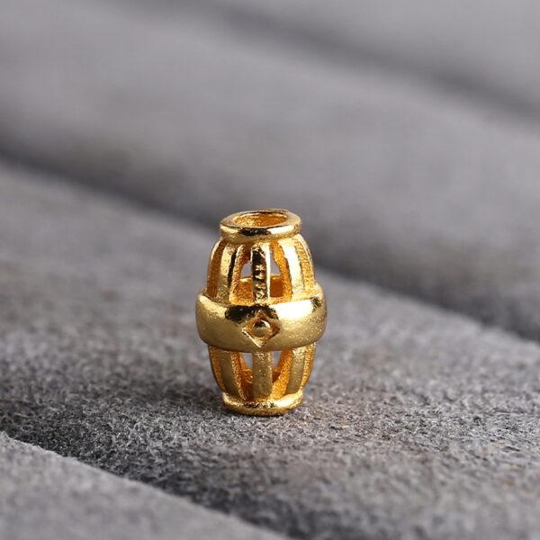 drum shape gild s925 sterling silver bead, hollow golden drum bead - Image 3
