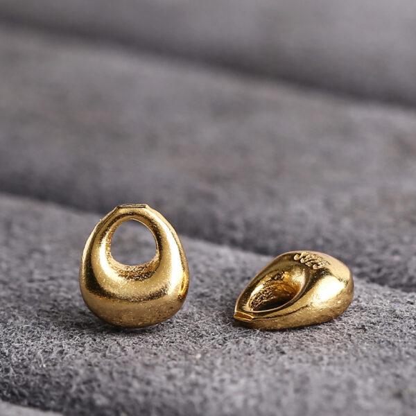 droplet shape gild s925 sterling silver charm, simple golden teardrop bead - Image 3