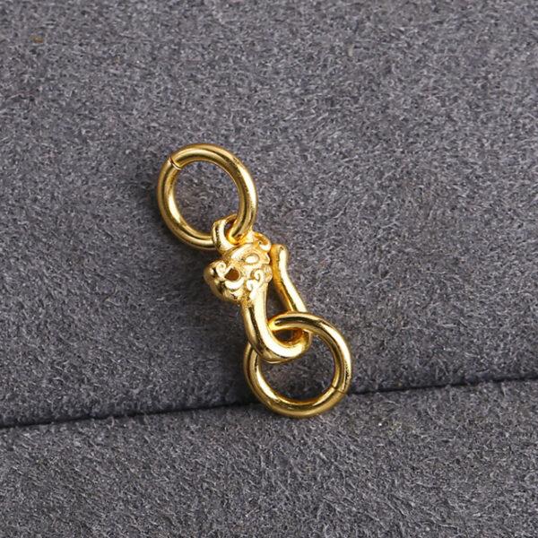dragon shape gild s925 sterling silver clasp, double rings golden clip bead - Image 3