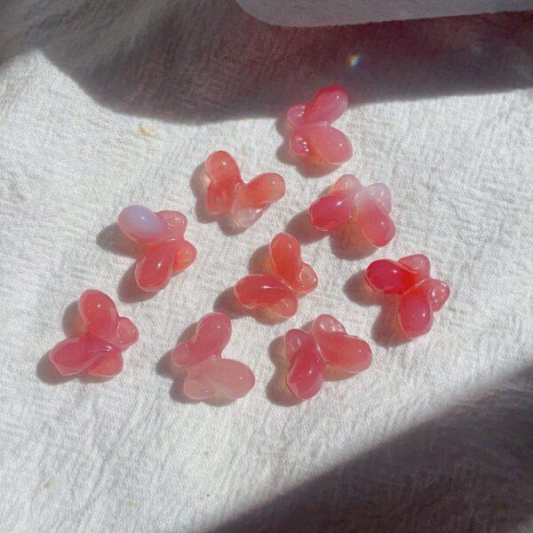 butterfly bead, agate bead, pink bead, red bead - Image 4