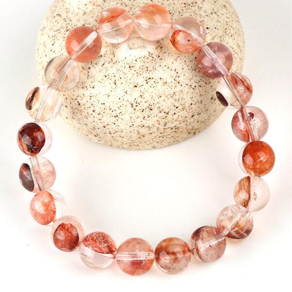 Best quality genuine natural hematoid quartz bracelet, 6 - 12mm round shape beaded bracelet - Image 3