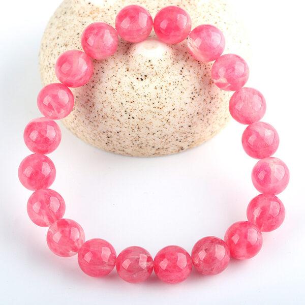 7A genuine natural rhodonite bracelet, 7 - 12mm round shape beaded bracelet - Image 3