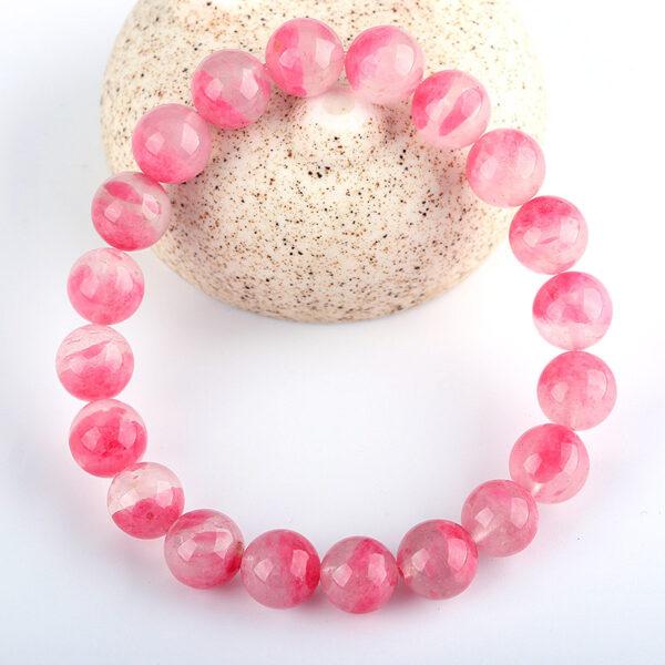 Best quality genuine natural rhodonite bracelet, 7 - 12mm round shape beaded bracelet - Image 3