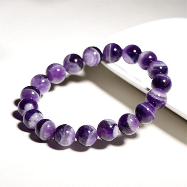 8mm - 12mm round shape genuine natural Chevron Amethyst beaded bracelet - Image 3