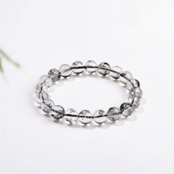 8mm - 13mm round shape genuine natural Herkimer Diamond beaded bracelet - Image 3