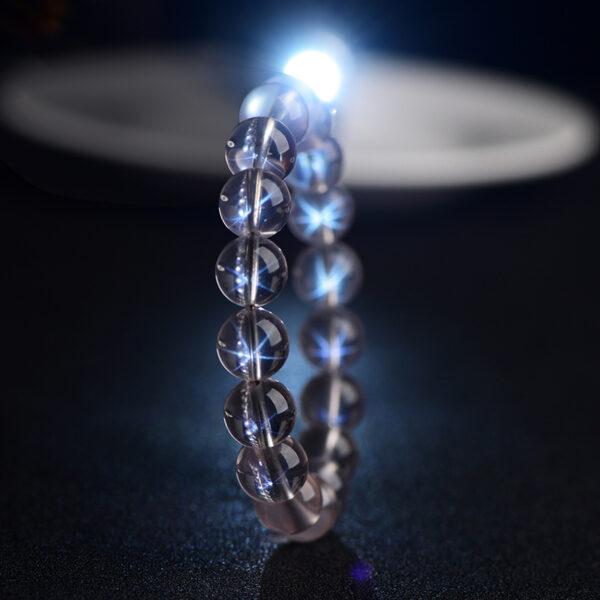 7mm - 14mm round shape genuine natural star light rose quartz beaded bracelet - Image 3