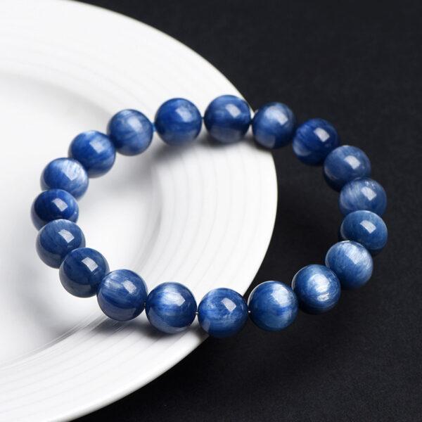 7mm - 12mm round shape genuine natural kyanite beaded bracelet - Image 3