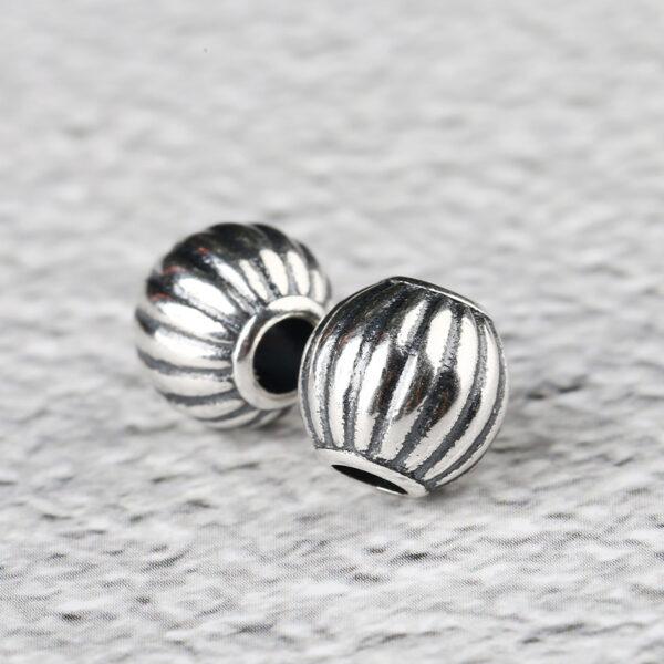 pumpkin shape s925 sterling silver bead, oxidized silver pumpkin bead - Image 3