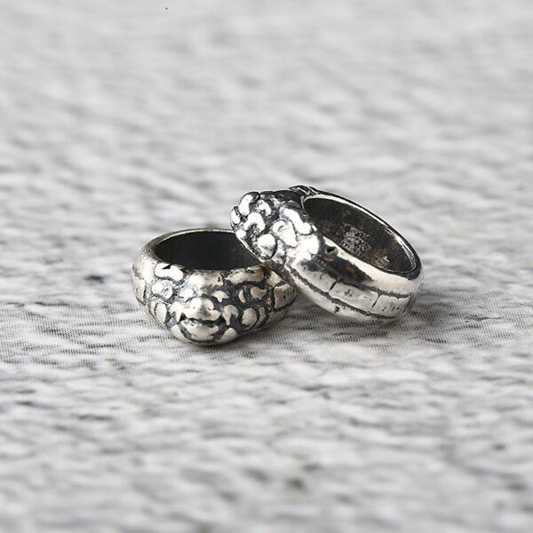 bull pattern ring shape s925 sterling silver bead, oxidized silver ring bead - Image 3