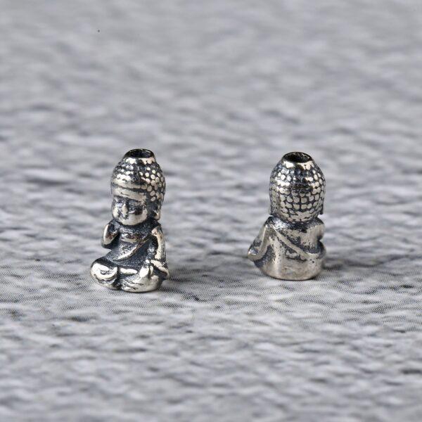 small buddha shape s925 sterling silver bead, oxidized silver buddha bead - Image 3