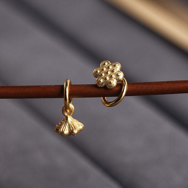 lotus flower shape s925 sterling silver charm, golden lotus bead - Image 3