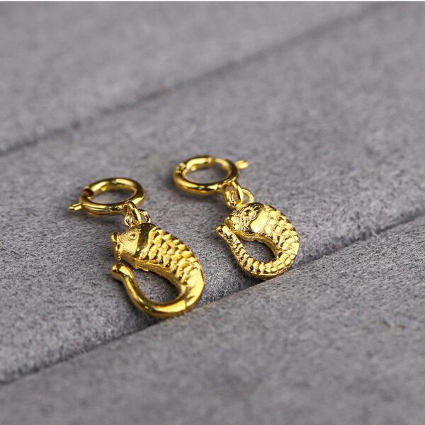 fish shape s925 sterling silver charm, golden fish bead - Image 3