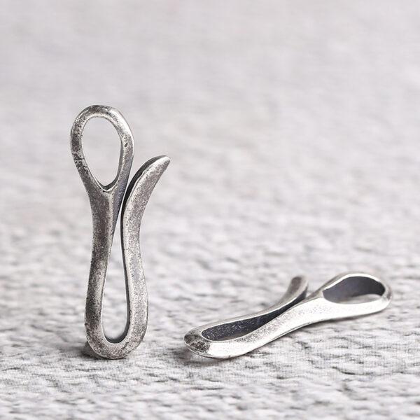 simple s925 sterling silver hook bead, oxidized silver hook finding - Image 3