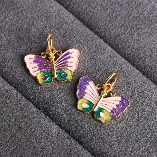 cute butterfly shape gild sterling silver charm bead, colorful enamel sheep charm - Image 3