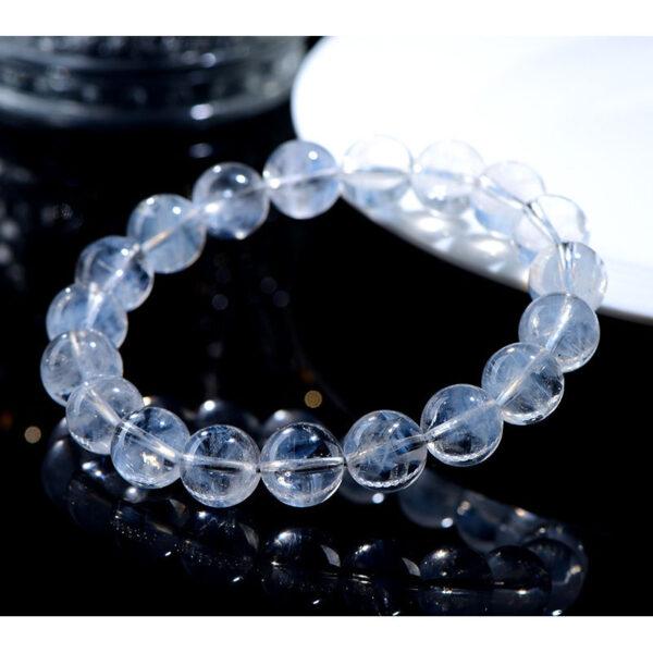 5mm - 12mm round shape 5A genuine natural blue needle quartz beaded bracelet - Image 3