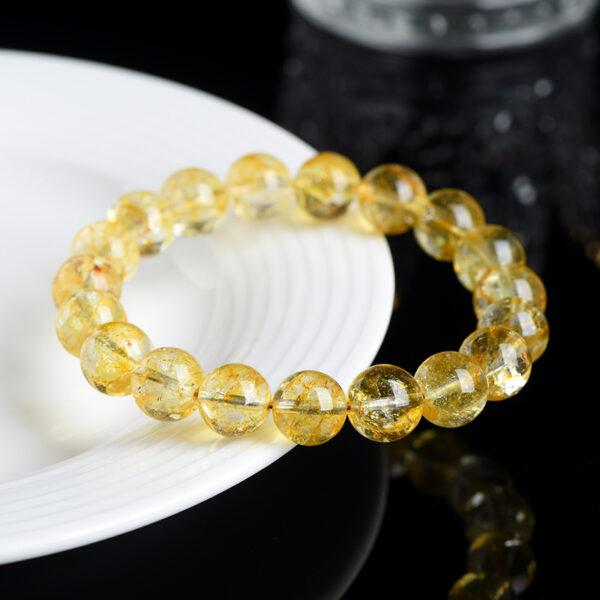 6mm - 7mm round shape genuine natural yellow topaz beaded bracelet - Image 3