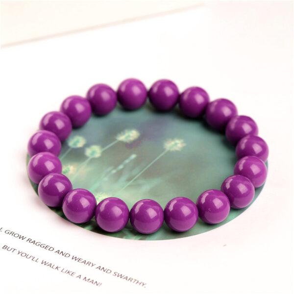 6mm - 14mm round shape genuine natural purple mica beaded bracelet - Image 3