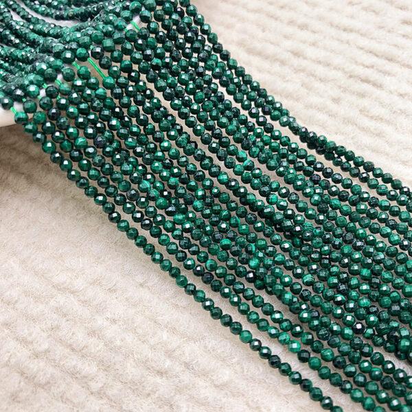 2mm - 3mm small size whole strand facet round shape genuine natural malachite bead - Image 4