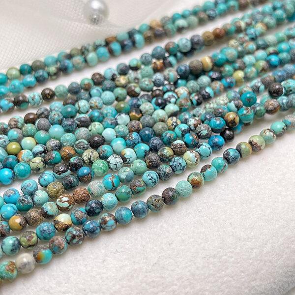 2mm - 3mm small size whole strand round shape genuine natural turquoise bead - Image 3