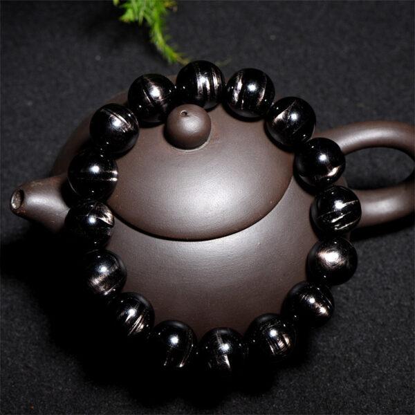 6mm - 14mm round shape 6A genuine natural Hypersthene beaded bracelet - Image 3