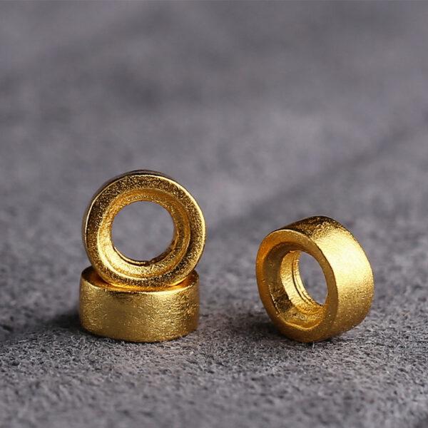 simple ring shape gild s925 sterling silver bead, golden ring bead - Image 3