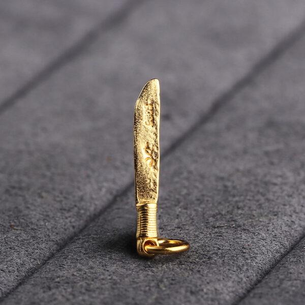 knife shape gild s925 sterling silver charm, golden knife charm bead - Image 3