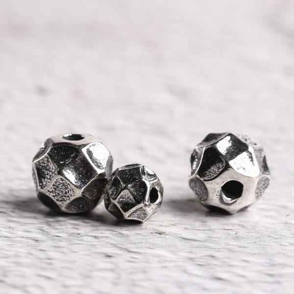 pits pattern round shape s925 sterling silver bead, oxidized silver bead - Image 3