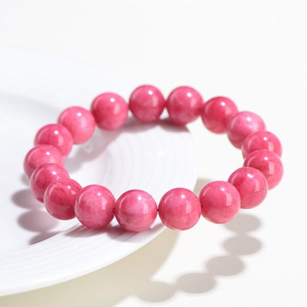 8mm - 15mm round shape genuine natural rhodonite beaded bracelet - Image 3