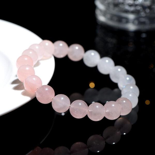 11mm - 13mm round shape light pink genuine natural rose quartz beaded bracelet - Image 3