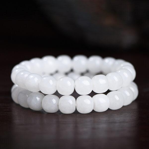 5 - 10 mm drum shape genuine natural nephrite beaded bracelet - Image 3