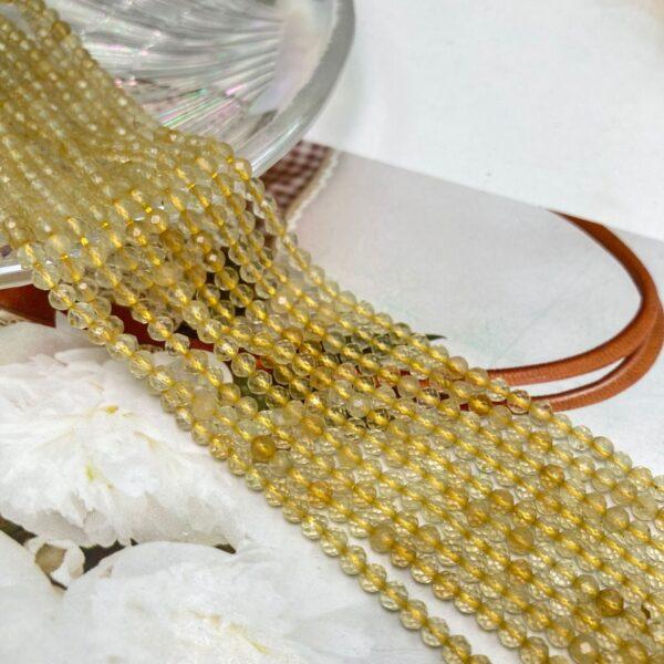 2 - 3mm small size whole strand facted surface round shape genuine natural citrine bead - Image 3
