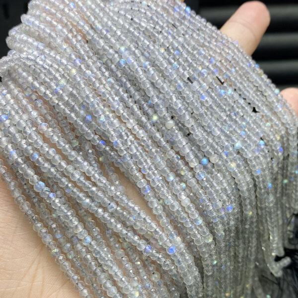 3mm small size whole strand facet surface rondelle shape genuine natural moonstone bead - Image 3