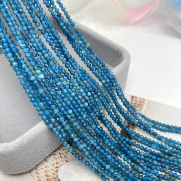 2mm small size whole strand facet surface round shape genuine natural apatite bead - Image 3