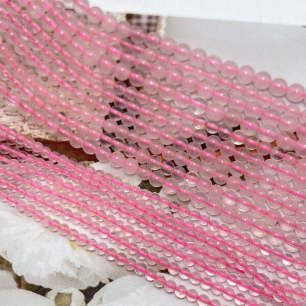 2 - 4mm small size whole strand round shape genuine natural rose quartz bead - Image 3